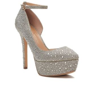 Jessica Simpson Gold Metallic Ormanda Platform High Heel Pumps Size 10